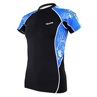 KOOPLUS Blue Wings Mens Black Fitness Elastic Skinny Quick dry Short Sleeve Cycling T shirt
