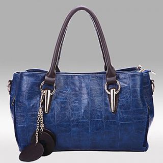 POLO Womens Genuine Leather Crocodile Pattern Bag(Royal Blue,Cream,Brown)