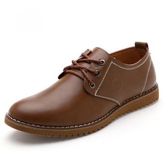 Leather Mens Flat Heel Comfort Oxfords Shoes With Lace up(More Colors)