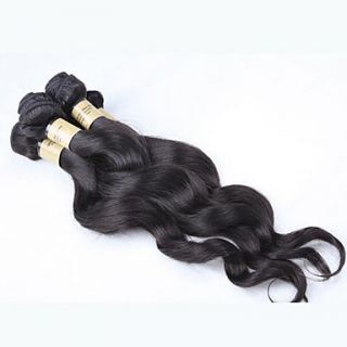 26 Inch 4Pcs Color 1B Grade 4A Peruvian Virgin Loose Wave Curly Human Hair Extension