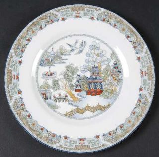 Wedgwood Chinese Legend Salad Plate, Fine China Dinnerware   Light Blue, Tan&Red