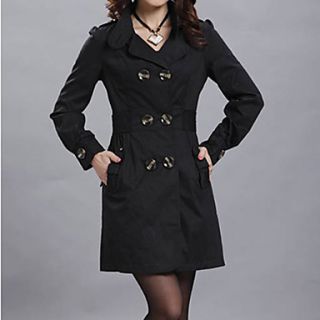 Womens Self belt Double breasted Trench Long Coat