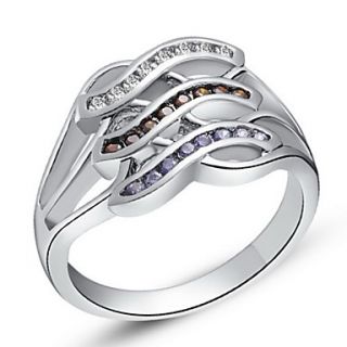 Fashionable Sliver Multicolor With Cubic Zirconia Line Womens Ring(1 Pc)