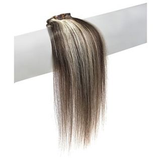 22 Inch #2/613 Mixed Black and Blonde 7 Pcs Human Hair Silky Straight Clips in Hair Extensions