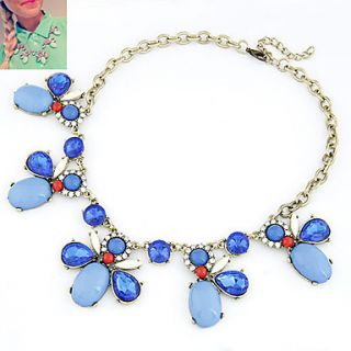 Womens Bohemia Style Gemmy Resin Crystal Necklace