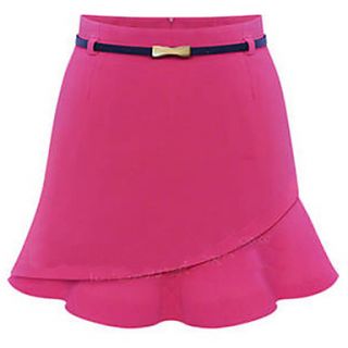 WeiMeiJia Womens Fashion Irregular Hem Solid Color Skirt(Pink,Navy Blue)