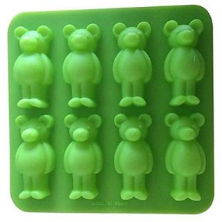 8 Cups Lovely Bear Shape Chocolate Moulds Icy Cube Tray, L 15cm x W 15cm x H 1.7cm, Random Color