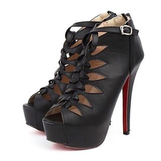 Faux Leather Womens Stiletto Heel Peep Toe Sandals Shoes(More Colors)