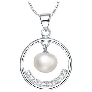 Fashion Round Shape Silvery Alloy Womens Necklace With Imitation Pearl(1 Pc)
