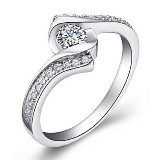 Fashionable Sliver Clear With Cubic Zirconia Round Womens Ring(1 Pc)