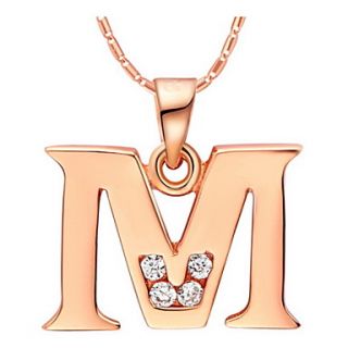 VintageM Logo Alloy Womens Necklace With Rhinestone(1 Pc)(Gold,Silvery)