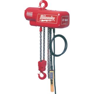 Milwaukee Professional Electric Chain Hoist   2 Ton Capacity, 15ft. Lift,
