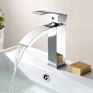 Contemporary Solid Brass Bathroom Sink Faucet   Chrome Finish