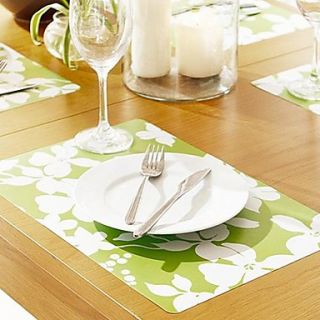 White Flowers Patterned Table Mat for Dinner, 4 Pieces Per Set, L42cm x W 28cm