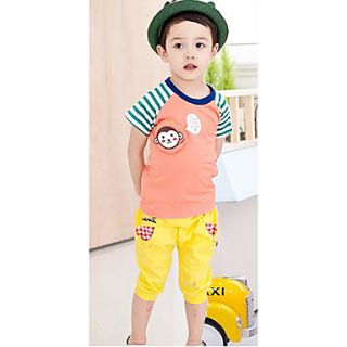 Boys Monkey Print Stripes Casual Clothing Sets