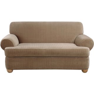 Sure Fit Stretch Pinstripe 2 pc. T Cushion Sofa Slipcover, Taupe c
