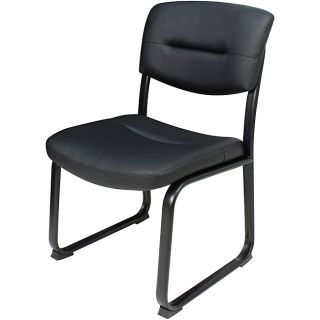 Regency Armless Leather Crusoe Side Chair (BlackMaterials Leather, metalWeight capacity 250 poundsSeat size 20.5 inches wide x 20 inches Back size 20 inches wide x 13 inches highSeat height 18 inches highModel 1007 Dimensions 20 inches wide x 24 in