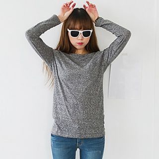 [Pashong] Womens Round Collar Basic Solid Color Cotton Tee (More Colors)
