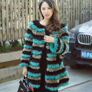 Womens Long Green Rabbit Fur Coat