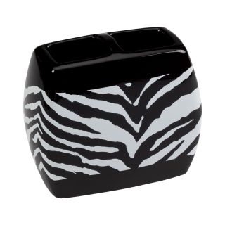 Creative Bath Zebra Toothbrush Holder, Black/White
