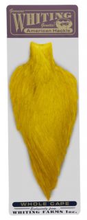 Whiting American Hackle Cape, Yellow Dyed, Type Dyed