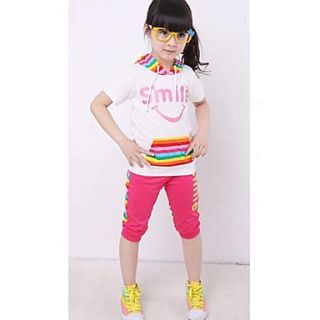 Girls Color Bar Smile Face Print with Hat Casual Clothing Sets