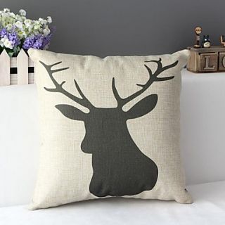 Lovely Reindeer Painted Cutton Decorative Pillow Cover