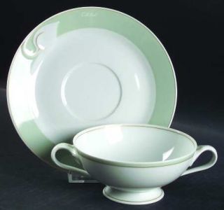Hutschenreuther Printemps Footed Cream Soup Bowl & Saucer Set, Fine China Dinner
