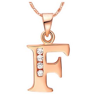Fashion F Logo Alloy Womens Necklace With Rhinestone(1 Pc)(Gold,Silvery)