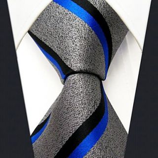 Mens Business Gray Stripe Silk Necktie