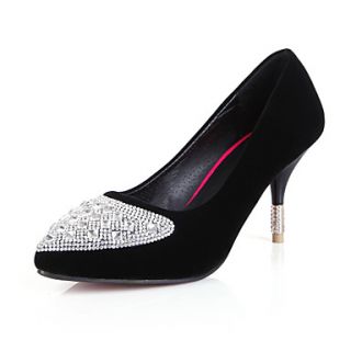 Suede Womens Stiletto Heel Heels Pumps/Heels Shoes With Rhinestone(More Colors)