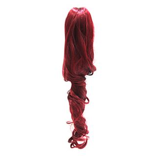 Dark Red Long Small Wavy Ponytail Synthetic Hair Extensions