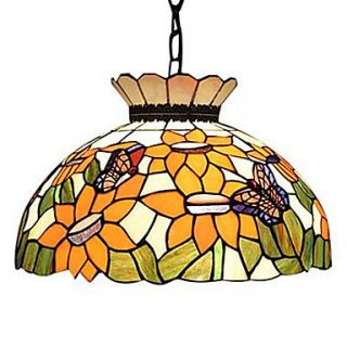 Flower Pattern Pendant, 2 Light, Mediterranean Style Metal Organic Glass Welding