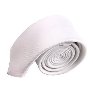 Mens Solid Colour Fashion White Party Narrow Microfibre Necktie