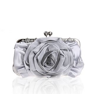 BPRX New WomenS Two Large Flowers Noble Silk Evening Bag (Silver)