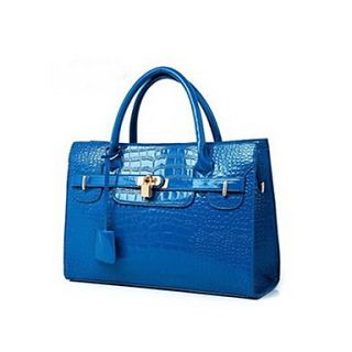 HONGQIU Womens Trendy Leather Tote Bag(Blue)