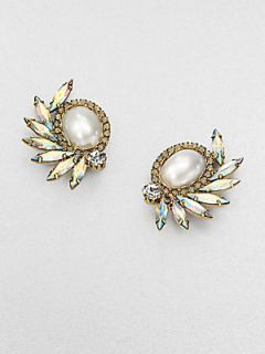 DANNIJO Swarovski Crystal Feather Earrings   Gold 