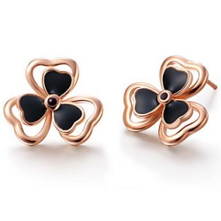 Elegant Gold Or Silver Plated Clover Black Womens Earrings(More Colors)
