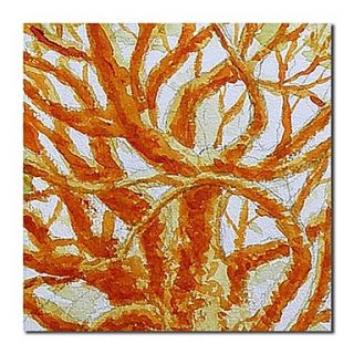Hand Painted Oil Painting Abstract Golden Tree with Stretched Frame
