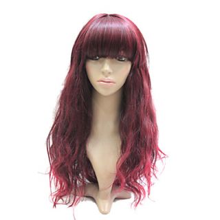 Capless Auburn Red Long Curly Synthetic Hair Full Wig
