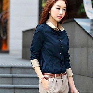 Womens Contrast Color Long Sleeve Shirt
