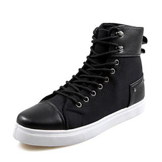 Trend Point Mens Fashionable Slim Fit Canvas Sneakers(Black)
