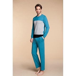The Couples Modal Color Matched Long Sleeved Pants Home Furnishing Clothing Mens Pajamas