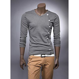 Midoo Long Sleeved Button Line T Shirt(Dark Grey)