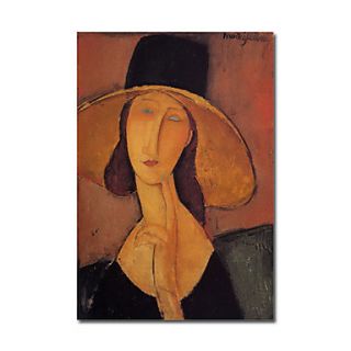 Hand painted Oil Painting Jeanne Hebuterne in a Large Hat071 by Modigliani with Stretched Frame
