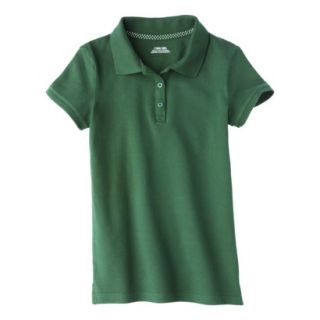 Cherokee Girls School Uniform Short Sleeve Pique Polo   Green Marker XL