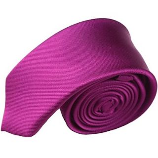 Mens Solid Colour Fashion Purple Red Narrow Microfibre Necktie
