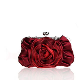 BPRX New WomenS Two Large Flowers Noble Silk Evening Bag (Wine)
