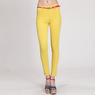 EJAMS Womens Korean Style Slin Waistline Pencil Pants(Yellow)