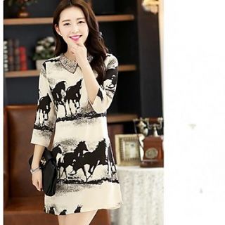 Womens 3/4 Sleeves Chiffon Fitted Dress